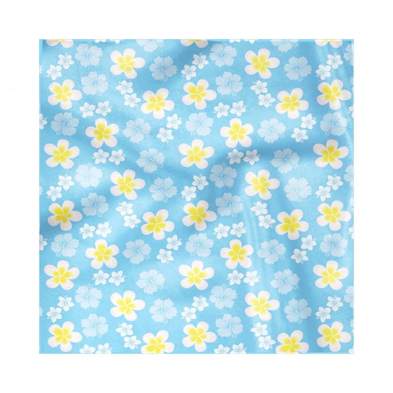 Luau Decorative Satin Napkins Set of 4, Repetitive Freshening Flowers in Gentle Soft Tones, Square Fabric Party & Dinner Napkin, 12", Sky Blue Yellow, by Ambesonne