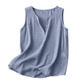 thumbnail image 2 of Lumtrix Cotton Linen Tank Tops For Women Casual Cute Gauze Button Down Crewneck Sleeveless Summer Shirts Loose Lightweight Vests 2026 Light Blue XL, 2 of 6