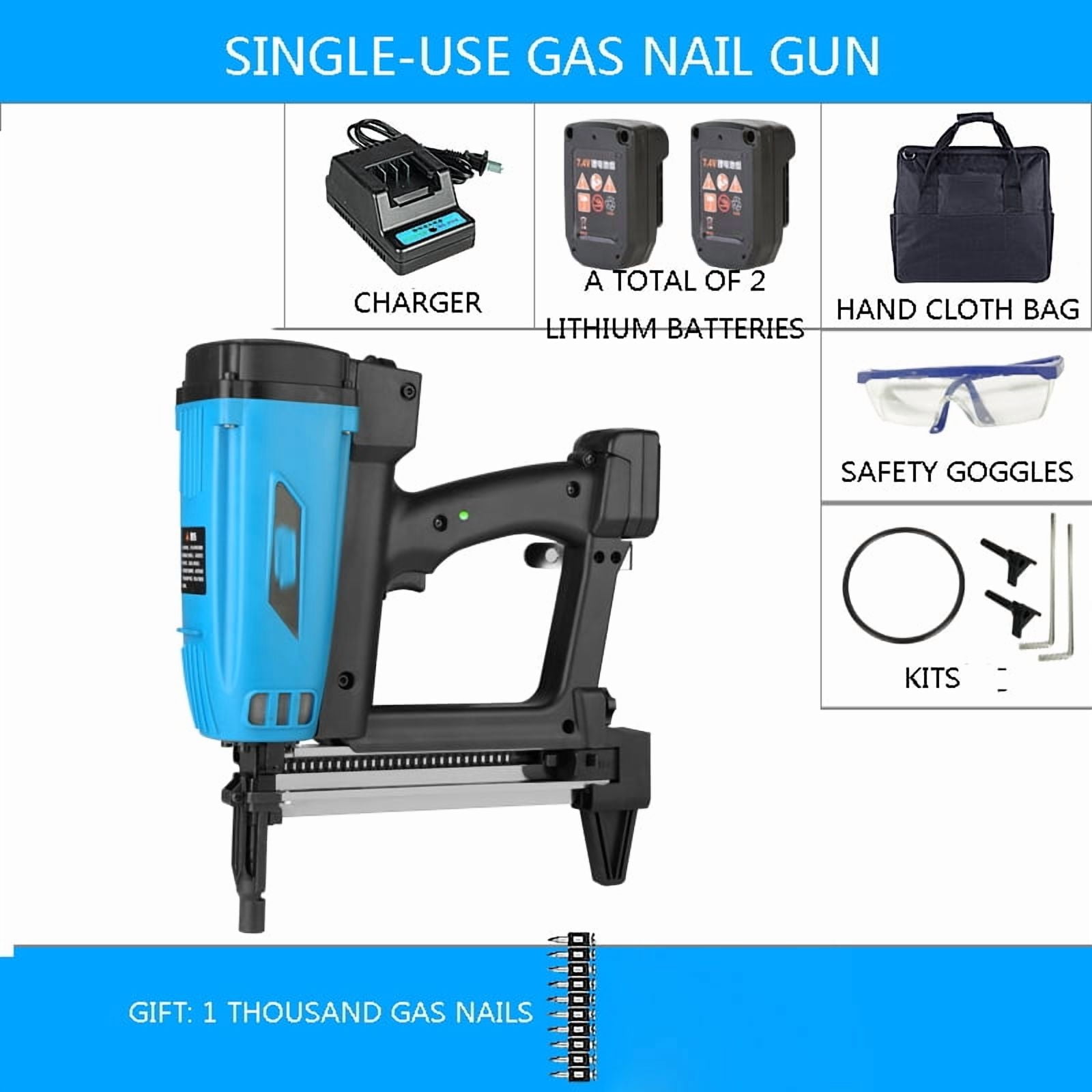 Rechargeable Single-use Gas Nail Gun Concrete Ceiling Frame Trunk Hydropower Woodworking Steel Nailer ,Security