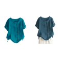 thumbnail image 1 of (Lot de 2) Rinsvye T-Shirts à Manches Longues Col Rond Manches Raglan Fente Ample Manches Courtes Décoration Bouton Hauts Décontractés T-Shirt pour Femmes, 1 of 4