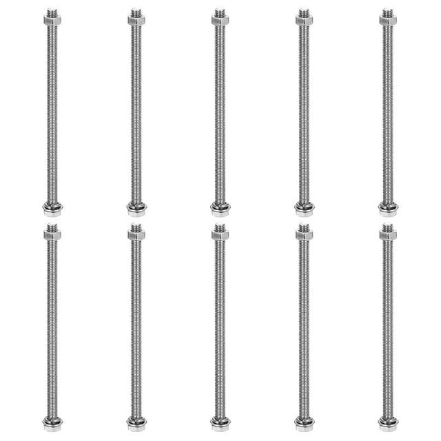 M5 x 100mm Vis Hexagonale en Acier Inoxydable 304, Écrous, Kit d'Assortiment de Rondelles Plates et Verrouillables, 10 Ensembles