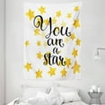 thumbnail image 1 of Quote Tapestry, Modern Calligraphic Phrase with Watercolor Stars Self Confidence Theme, Wall Hanging for Bedroom Living Room Dorm Decor, 60W X 80L Inches, Black Yellow and White, by Ambesonne, 1 of 2