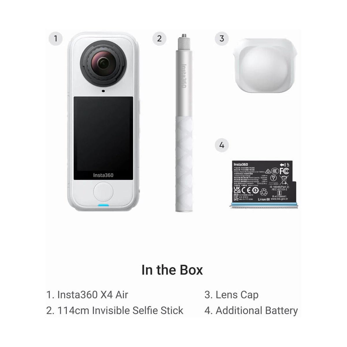 Insta360 X4 Air 8K 360 Action Camera Starter Bundle, Arctic White