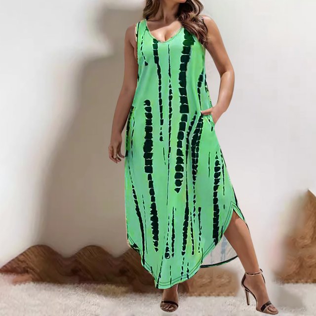 Styesk Robes pour Femmes Robe de Plage Longue Décontractée Imprimée Grande Taille Printemps/été
