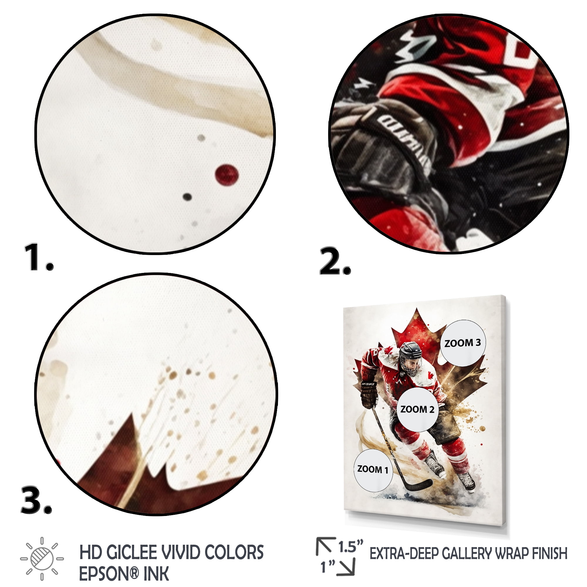 Designart Canadian Hockey Player In Action I Canvas Wall Art