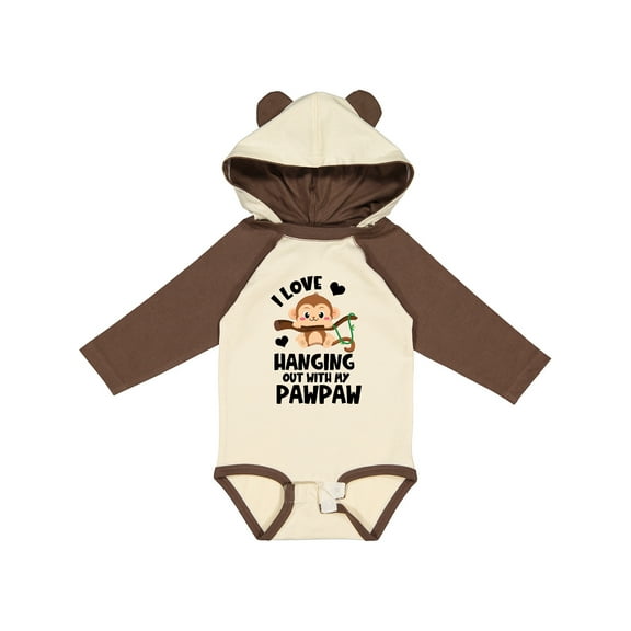 Inktastic Monkey I Love Hanging out with My Pawpaw Boys or Girls Long Sleeve Baby Bodysuit