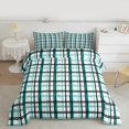 thumbnail image 2 of Homewish White Cyan Buffalo Full Size Comforter Sets for Teens, Chic Checkered Square Bedding Comforter Set, Modern Fashion Reversible Bedding Sets, Microfiber Bedroom Decor, 3-Piece, 2 of 8
