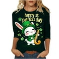 thumbnail image 2 of Xuyuer Women's Fashion St. Patrick's Day Printed 3/4 Sleeve Round Neck Blouse, Casual Holiday Top for Irish Themed Parties, Festival Outfits and Seasonal Celebration, 2 of 5
