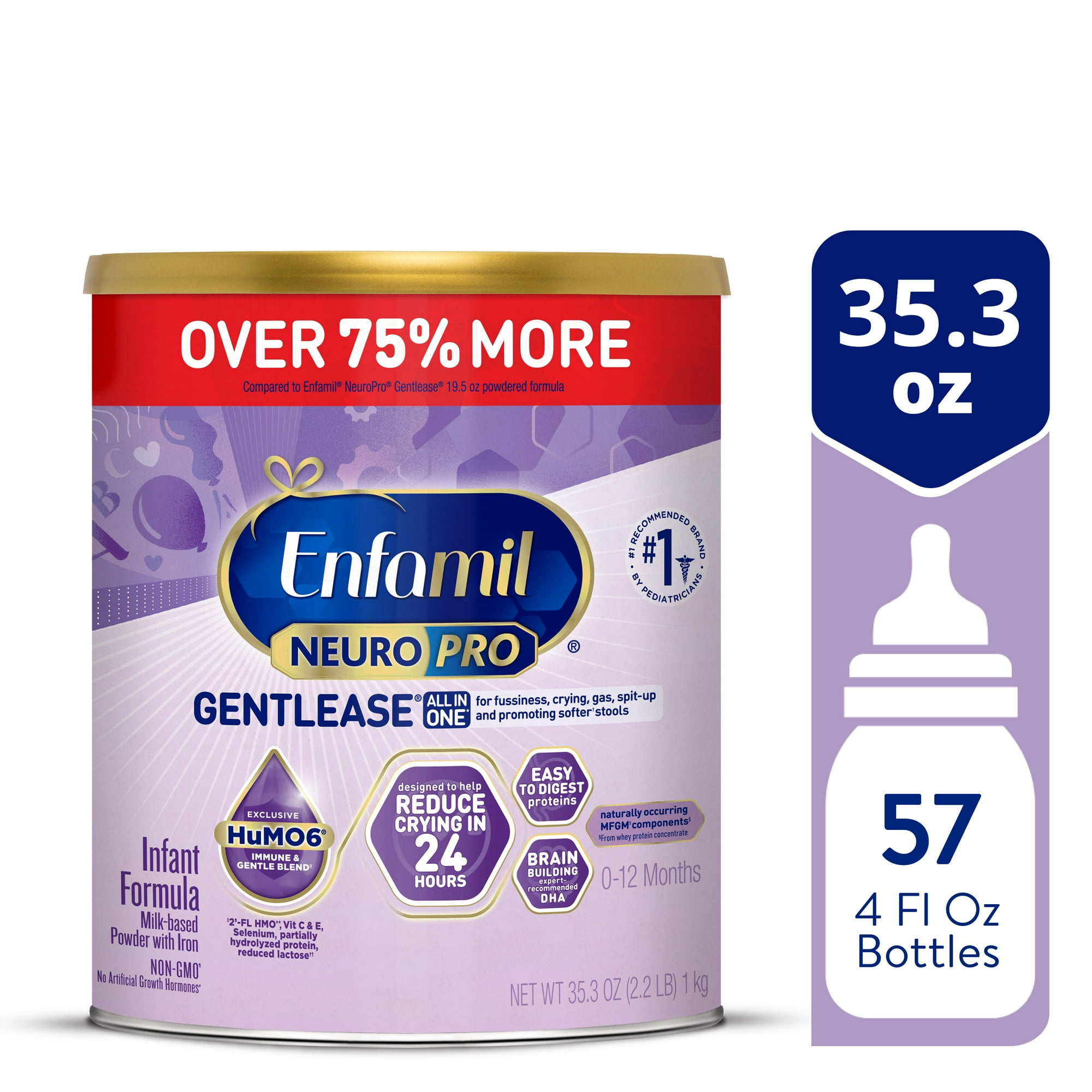 Enfamil NeuroPro Gentlease Baby Formula for Easing Fussiness, Gas, Spit-up in 24 Hrs, 35.3 Oz XL Value Can