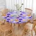 thumbnail image 3 of Round Pumpkin Halloween Tablecloth with Elastic Border 44 Inch - Fitted Washable Spooky Theme Party Dining Table Cover, 3 of 6