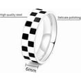 thumbnail image 2 of 6mm Stainless Steel Checkerboard Chess Pattern Wedding Band Biker Statement Ring, 2 of 2