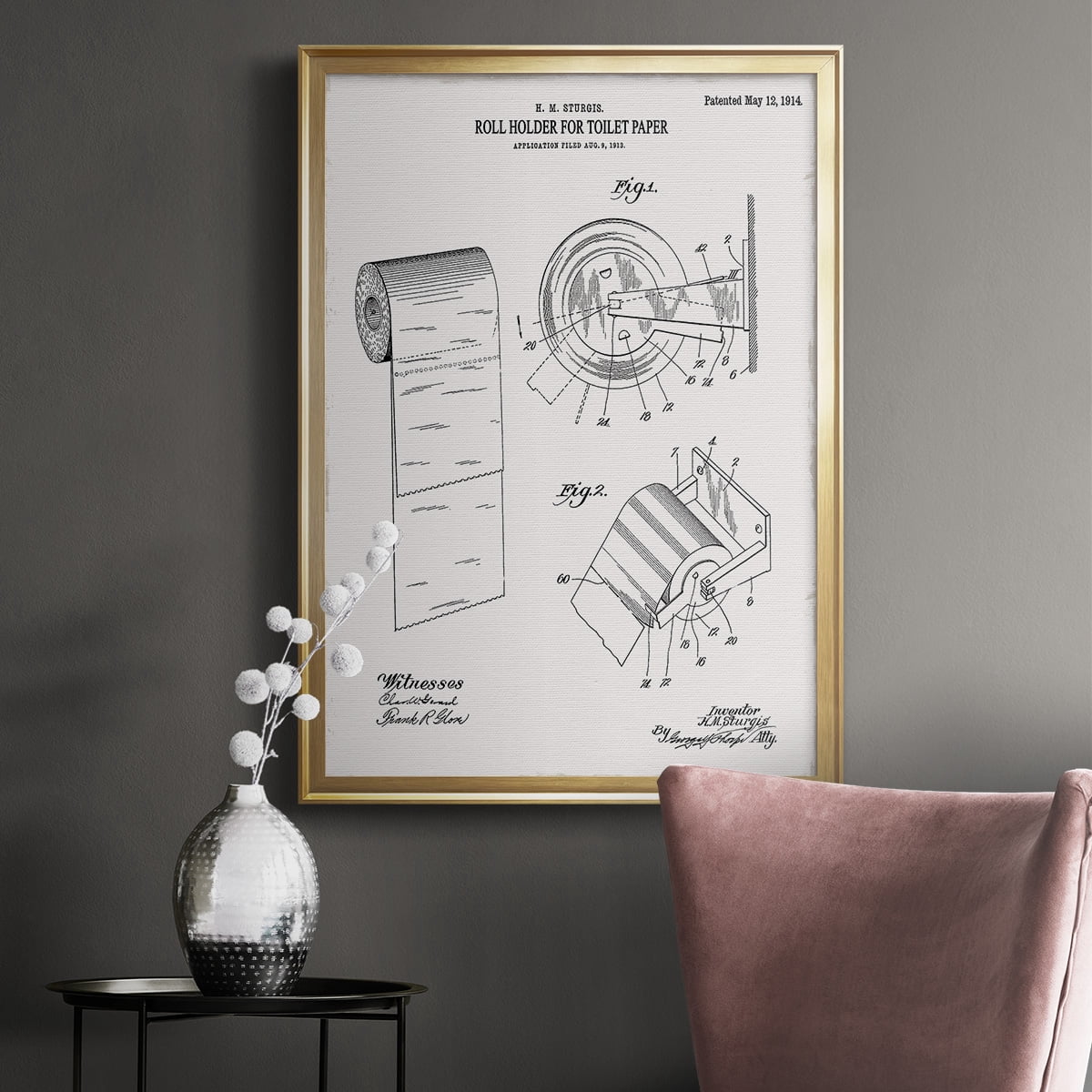 Toilet Paper Patent III Premium Classic Framed Print - Ready to Hang