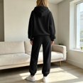 thumbnail image 3 of DORKASM Women's 2 Piece Hooded Lounge Set Matching Sweatsuits | Two Piece Lounge Sets for Women , Airport Travel Outfits, Comfy Athleisure Fall Winter Clothes ,wide Leg Palazzo Pants Black 3XL, 3 of 5
