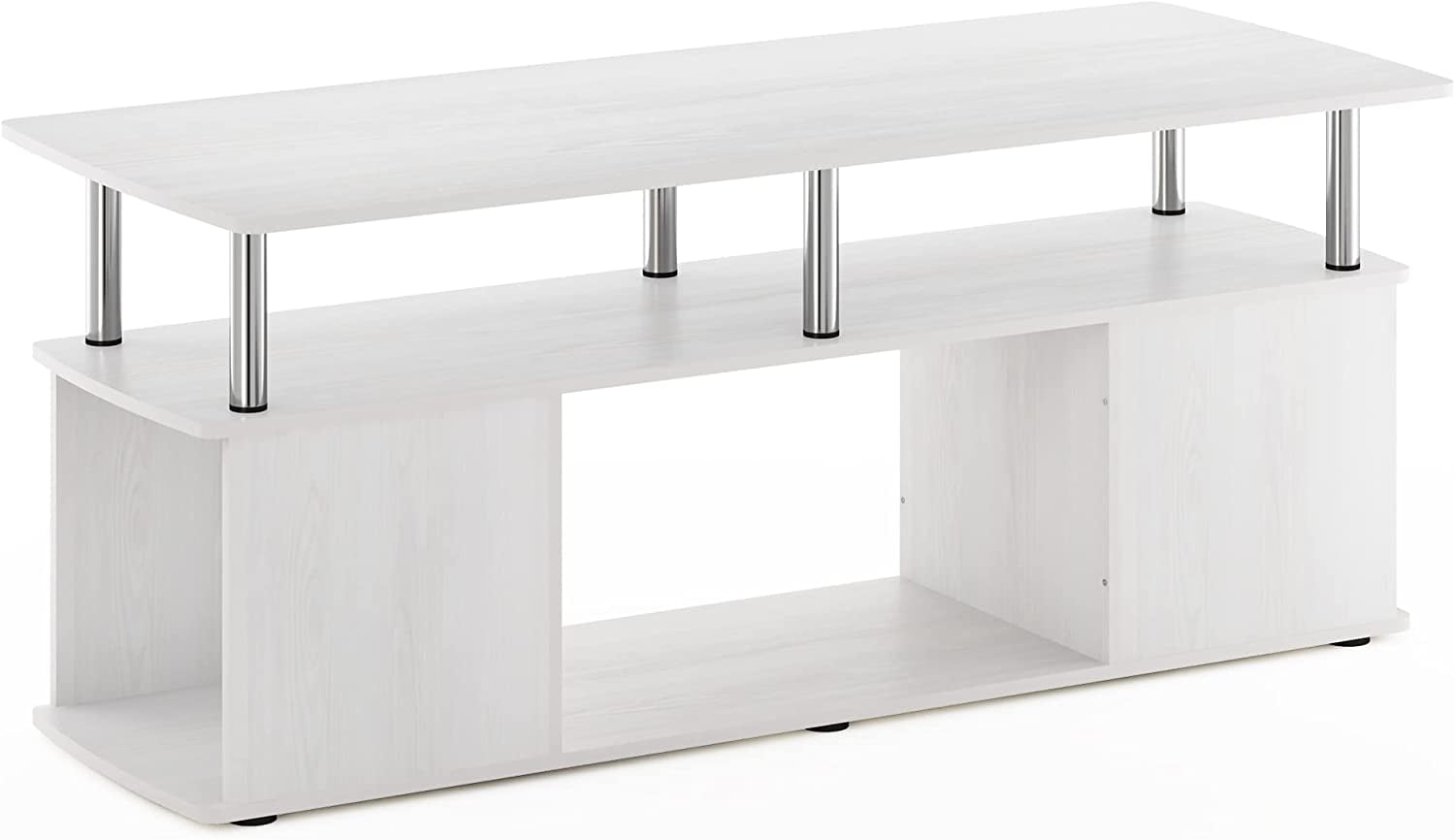 GUAIPOU JAYA Utility Design Coffee Table, White Oak/Chrome