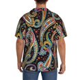 thumbnail image 3 of Fuzoiu Watercolor Romantic Paisley Print Men's Casual Short,Men's Short Sleeve Shirt,Mens Casual Button Down Shirts,Cuban Collar Summer Shirt for Beach, Vacation, and Outdoor Activities-3X-Large, 3 of 5