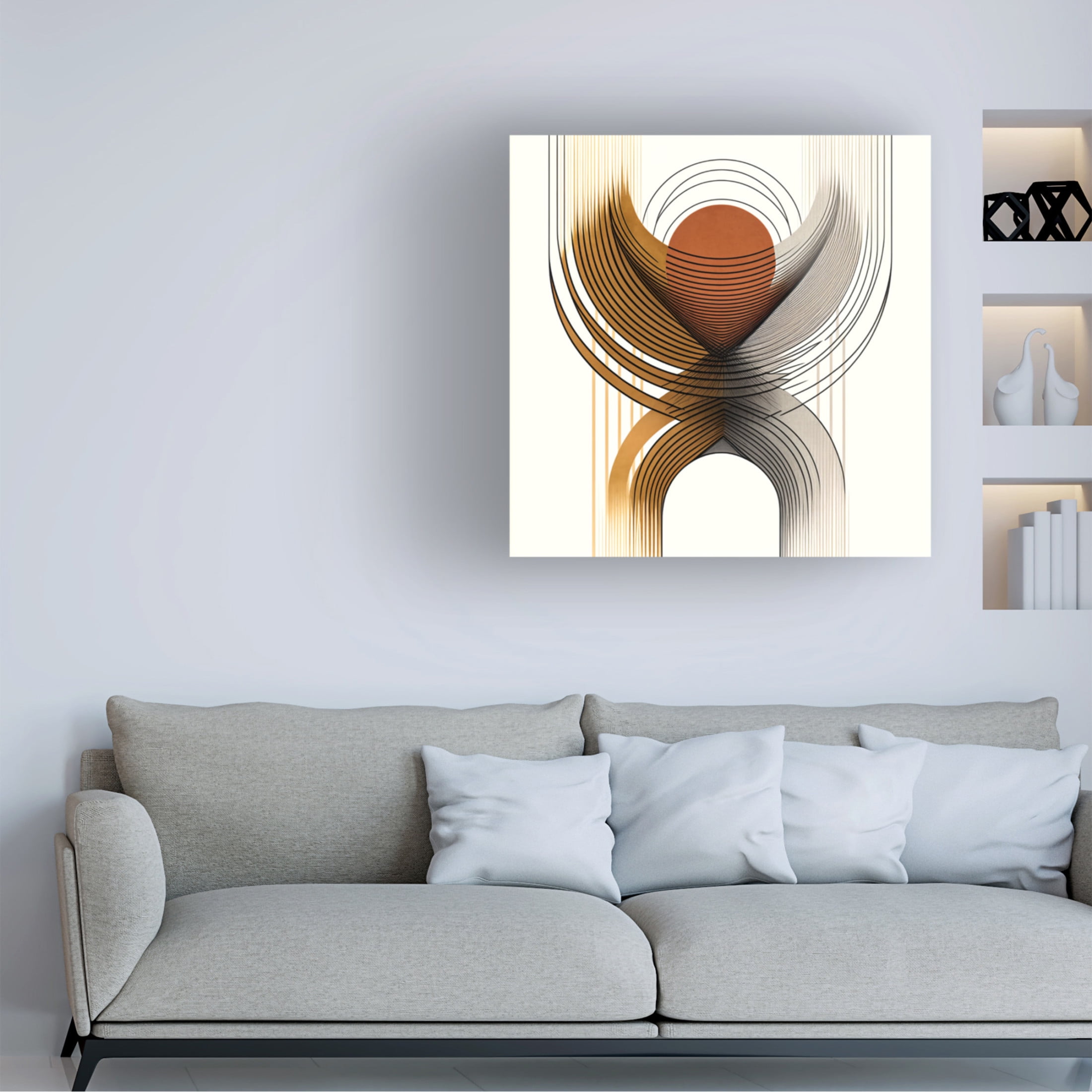 Canvas Wall Art - Ray Heere 'Mid Century Abstract Painting 8' Wall Art for Living Room, Bedroom, or Office Décor by Trademark Fine Art - 14 x 14 Inches