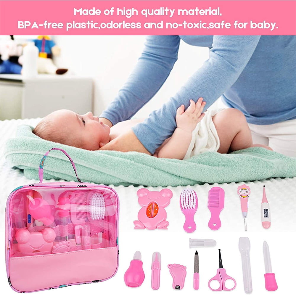 VONTER Baby Grooming Kit,13 in 1 Baby Health Care Kit,Newborn BabyCare Accessories,Baby Health Care Set Portable Baby Care Kit,Safety Cutter Baby Nail Kit for Nursing Baby Heath and Grooming (Pink)