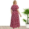 thumbnail image 5 of Puntoco Vestido Estampado De Manga Corta Con Cuello En V Sexy Talla Grande Para Mujer Rojo Xl,Regalos Para Mujer Joven, 5 of 5
