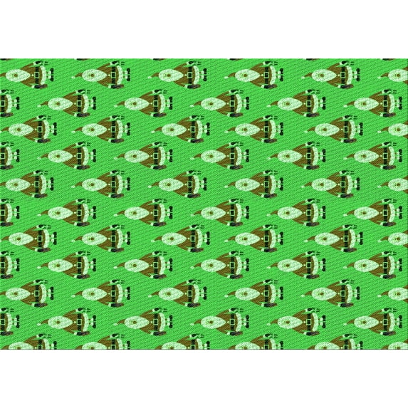 Ahgly Company Indoor Rectangle Patterned Dark Lime Green Area Rugs, 7' x 10'