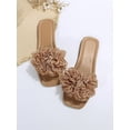 thumbnail image 4 of Women Flower Decor Flat Sandals, Fashionable Green Summer Slide Sandals, 4 of 4