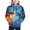 thumbnail image 2 of Bingfone Red And Blue Fire Dragon A Pattern Youth Classic Hoodies Soft Hooded Pullover Sweatshirts for Girls and Boys, 2 of 6