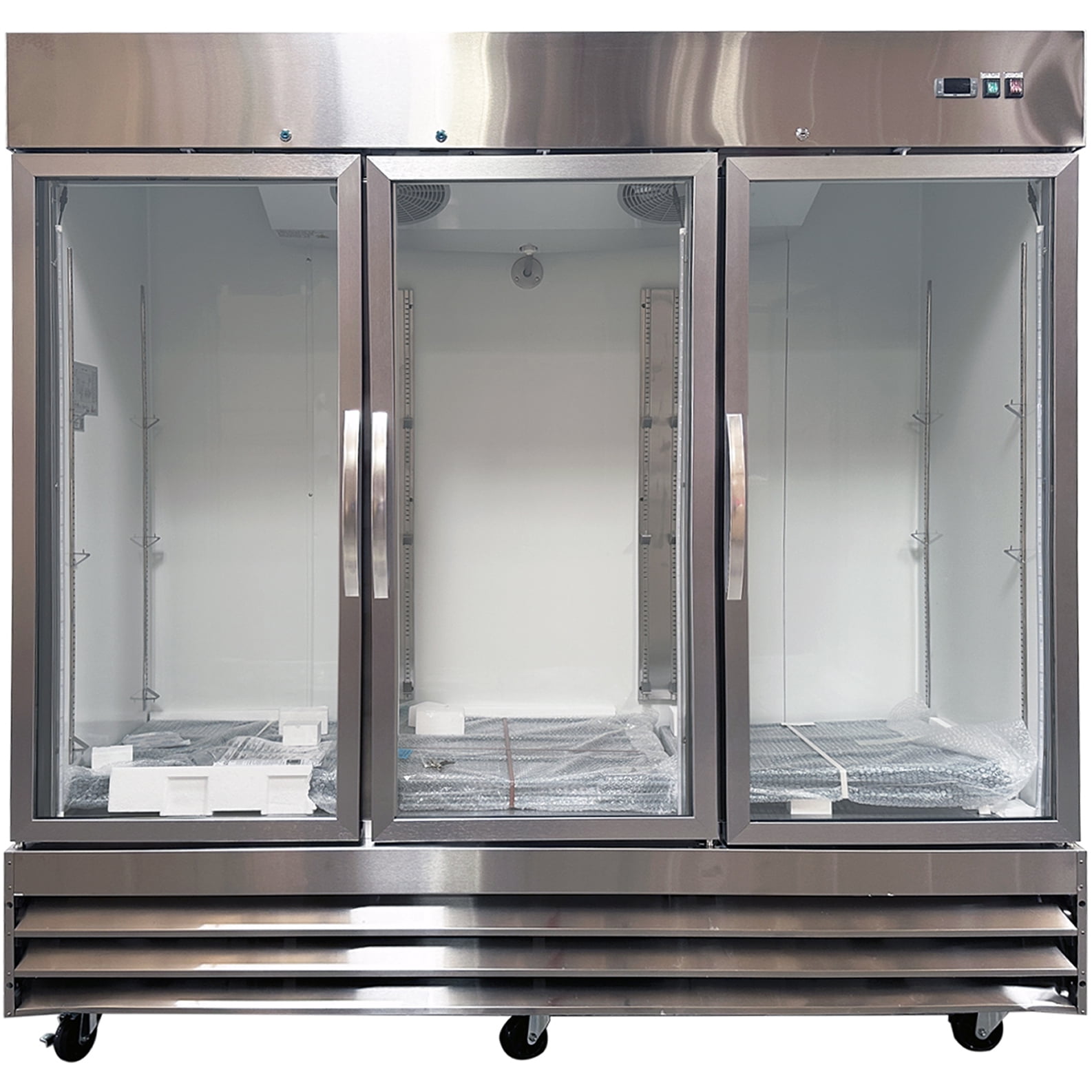 80” NSF Certified 3-Glass-Door Commercial Freezer | Stainless Steel | Bottom-Mount Compressor | –8°F to 0°F | LED Interior Lighting | R290 Eco Refrigerant | ETL & NSF Certified