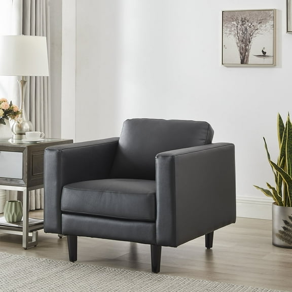 Naomi Home Top Grain Genuine Leather Mid-Century Chair