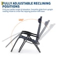 thumbnail image 4 of Set of 2 Folding Patio Lounge Chairs, Adjustable Reclining Chaise Loungers with Cup Holder Tray and Removable Headrest for Poolside, Beach and Backyard, 4 of 8