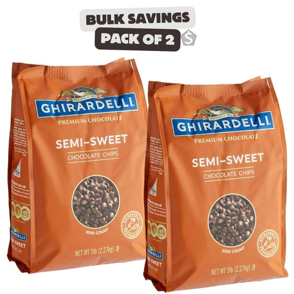Ghirardelli Semi-Sweet Chocolate 1M Baking Chips 5 lb. - 2/Case