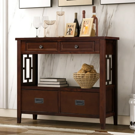 Must Have Modern Console Table Wood Sofa Table With 4 Drawers And 1 Shelves Sideboard Buffet Table Narrow Accent Table Furniture For Entryway Living Room Bedroom Hallway Espresso From Unbraned Accuweather Shop
