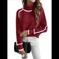 thumbnail image 1 of Suéteres de Otoño para Mujer, Modernos, Bonitos y Acogedores, de Cuello Alto, de Larga y Punto con Bloques de Color. Rojo XL, 1 of 9