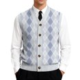 thumbnail image 2 of Resicozy Mens Plaid Sweater Vests V-Neck Sleeveless Fashion Casual Cardigan Vest Fall Winter Tank Top Light Blue 3XL, 2 of 7