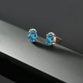 thumbnail image 4 of Gem Stone King 2.06 Ct London Blue Topaz E-F Lab Grown Diamond 18K Rose Gold Plated Silver Earrings, 4 of 4