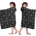 thumbnail image 4 of Black Moon Star Pattern Hooded Bath Towel，50"x30" for Ages 3 To 12 Kids, Quick Dry Lightweight Soft Microfiber Hood Beach Towel Cover Up for Kids, 4 of 7