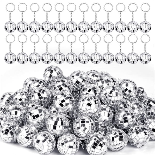 con Bola de Discoteca en Miniatura de 50 Piezas, con Bola Discoteca con Espejo Plateado, Recuerdo de Fiesta para Decoraciones de Fiesta de Discoteca Años 70 y 80