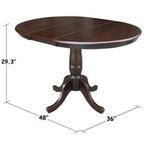 36" Round Top Pedestal Table with 12" Leaf, 30"H