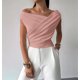 thumbnail image 5 of Top Corto de Verano con Hombros Descubiertos para Mujer, , Sin Mangas, con un Solo Hombro Fruncido, Estilo Y2K, para Salir Rosa M, 5 of 7