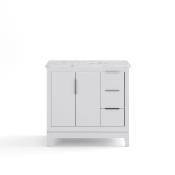 Water Creation Elizabeth 36" Wood Single Bathroom Vanity in Pure White/Chrome