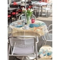 thumbnail image 5 of Outdoor Tablecloth with Umbrella Hole for Patio/Picnic/Party/Camping, Starfish Coastal Waterproof Table Cloth Round Cover Washable, Summer Ocean Coral Conch Seagrass Vintage Brown (Dia 60"), 5 of 8