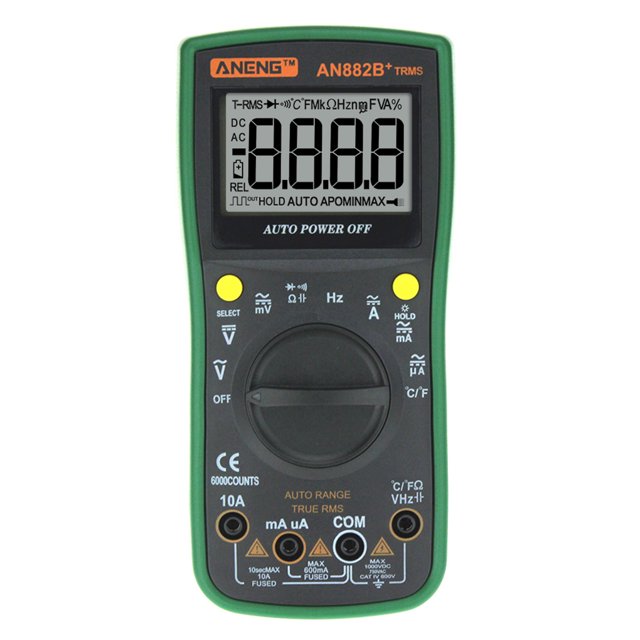 Scienceny Multímetro Digital ANENG AN882B, rango automático, medidor de retroiluminación CA/CC, medidor de corriente de voltaje de resistencia, Artesanía verde