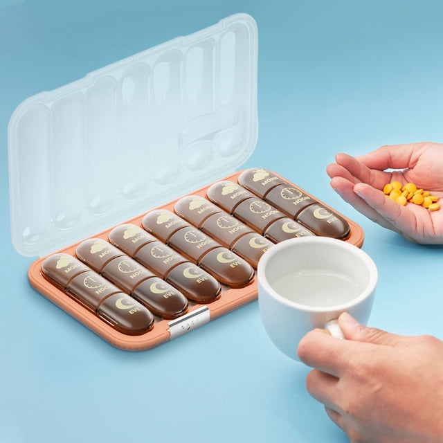 Organizador de pastillas semanal de 7 días | Caja portátiles para medicamentos con gran capacidad | Caja pequeña para vitaminas y medicamentos, tamaño bolsillo | Plástico duradero | Para uso de