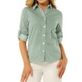 thumbnail image 1 of INSPIRE CHIC Women's Button Down Roll-up Long Sleeves Lapel Collar Shirt, 1 of 6