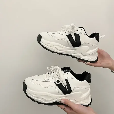 

Women‘s Low Top Chunky Sneakers Faux Leather Lace-Up Running Shoes Casual & Stylish Shoes Women‘s Footwear