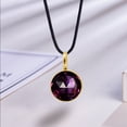 thumbnail image 2 of Birthstone Rhinestone Crystal Golden Round Beads Jewelry Making DIY Drop Decorations Chain Keychains Pendants Birthday deep purple, 2 of 6