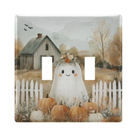 Yayeee Toggle Light Switch Wall Plate 2-Gang 4.56"x4.48" Decorative Outlet Cover, Cute Halloween Pumpkins