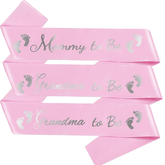 Écharpe Future Maman et 2 Pcs Écharpes Future Grand-Mère - Décorations de Baby Shower Révélation de Genre Bienvenue Bébé Écharpe Baby Shower Rose Clair Maman Future - Écharpe avec Lettrage Argenté