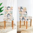 thumbnail image 3 of Yayeee 2 Pack Dining Chair Covers Stretch Parson Chairs Slipcovers Seat Protector, Pink Geometric, 3 of 6