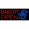 thumbnail image 1 of Bakery Open With Man LED Neon Sign 13 x 32 - inches, Black Square Cut Acrylic Backing, with Dimmer - Bright and Premium built indoor LED Neon Sign for restaurant window and interior decor., 1 of 7