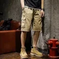 thumbnail image 3 of Pantalones cortos cargo para hombre por encima de la rodilla, cintura elástica sólida, pantalones cortos para hombre, pantalones cortos holgados estilo Harajuku, pantalones cortos grandes y altos, pan, 3 of 5
