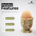 thumbnail image 6 of Radicaln Green Marble 2.5" Handmade Egg Cups Set of 2 – Natural Stone Boiled Egg Holders for Breakfast, Brunch, Table Décor, Kitchen Accessories & Gift Ideas, 6 of 8